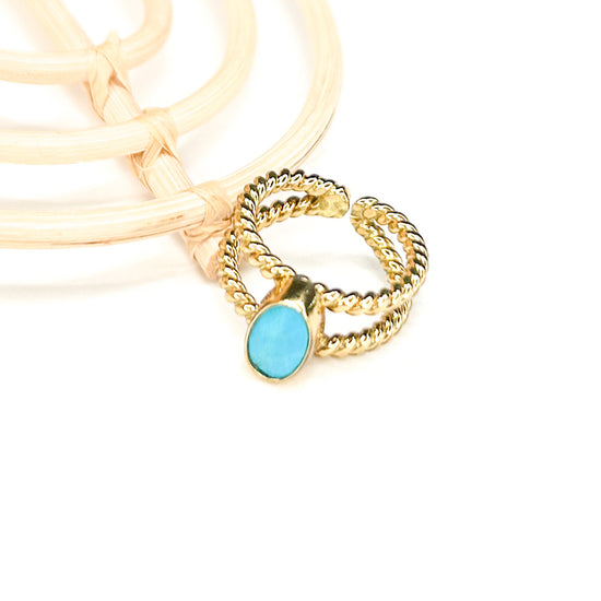 Faceted Turquoise Double Band Ring - Alchemia