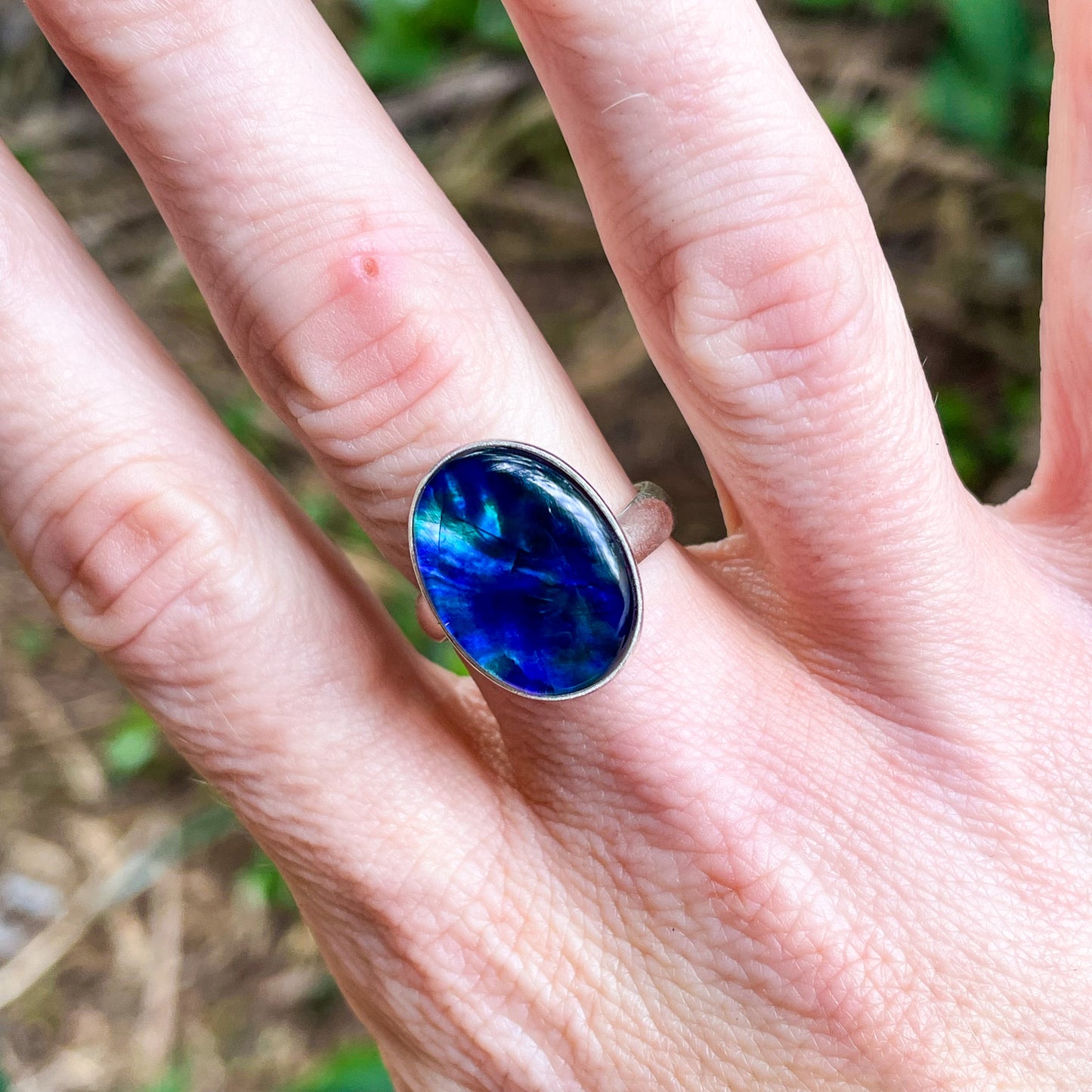 Dark Galaxy Opal Doublet Ring - SSS
