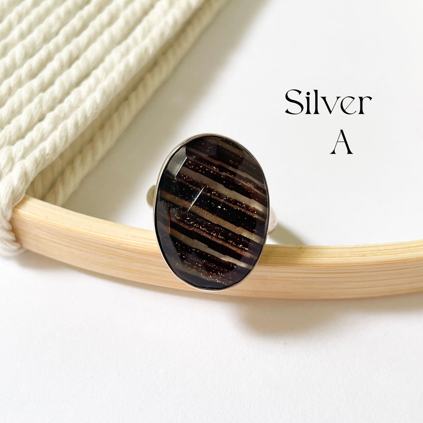 Brown Shimmer Rings - Both Metals