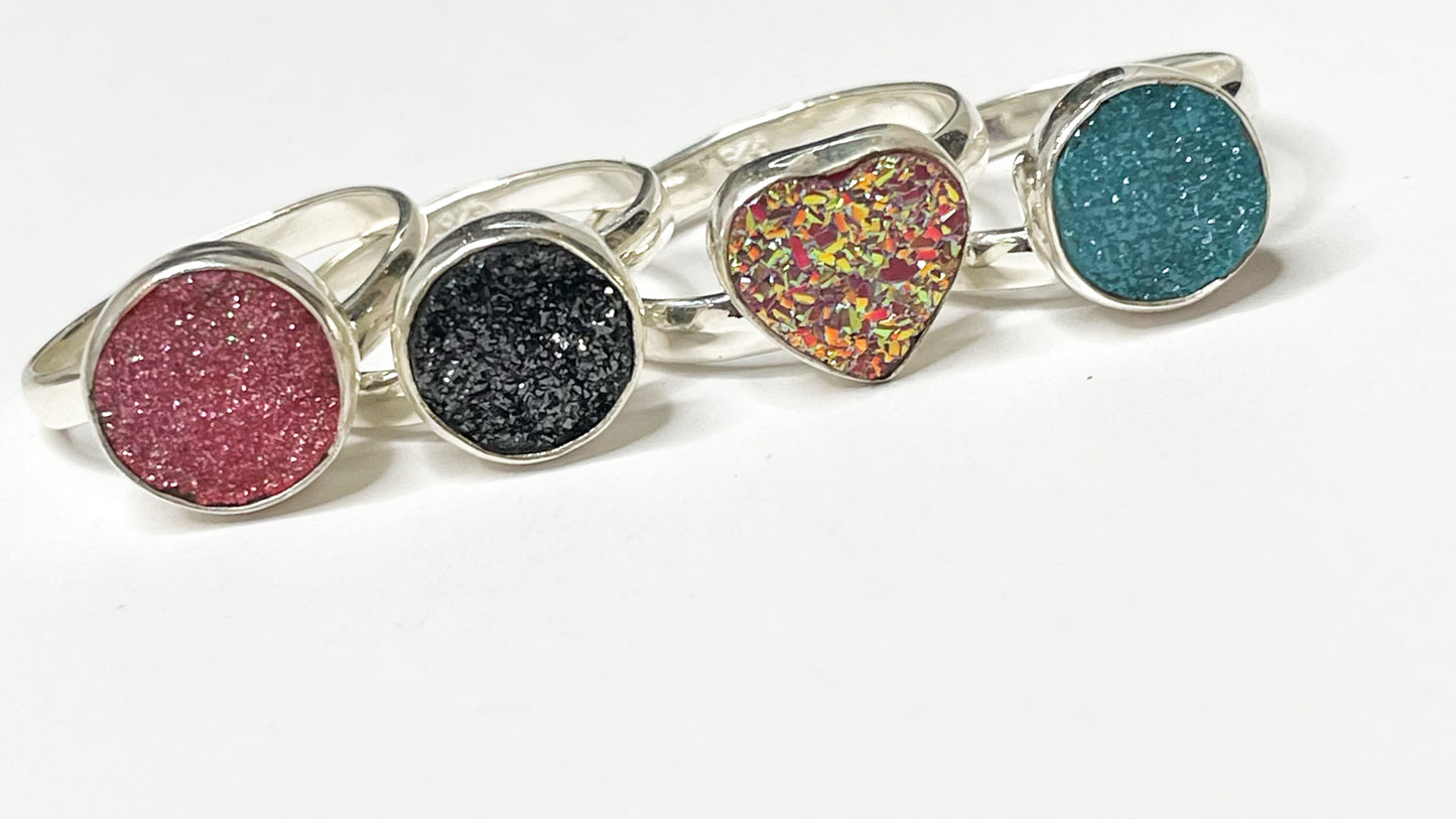 Neon Druzy Polka Dot Ring - Both Metals