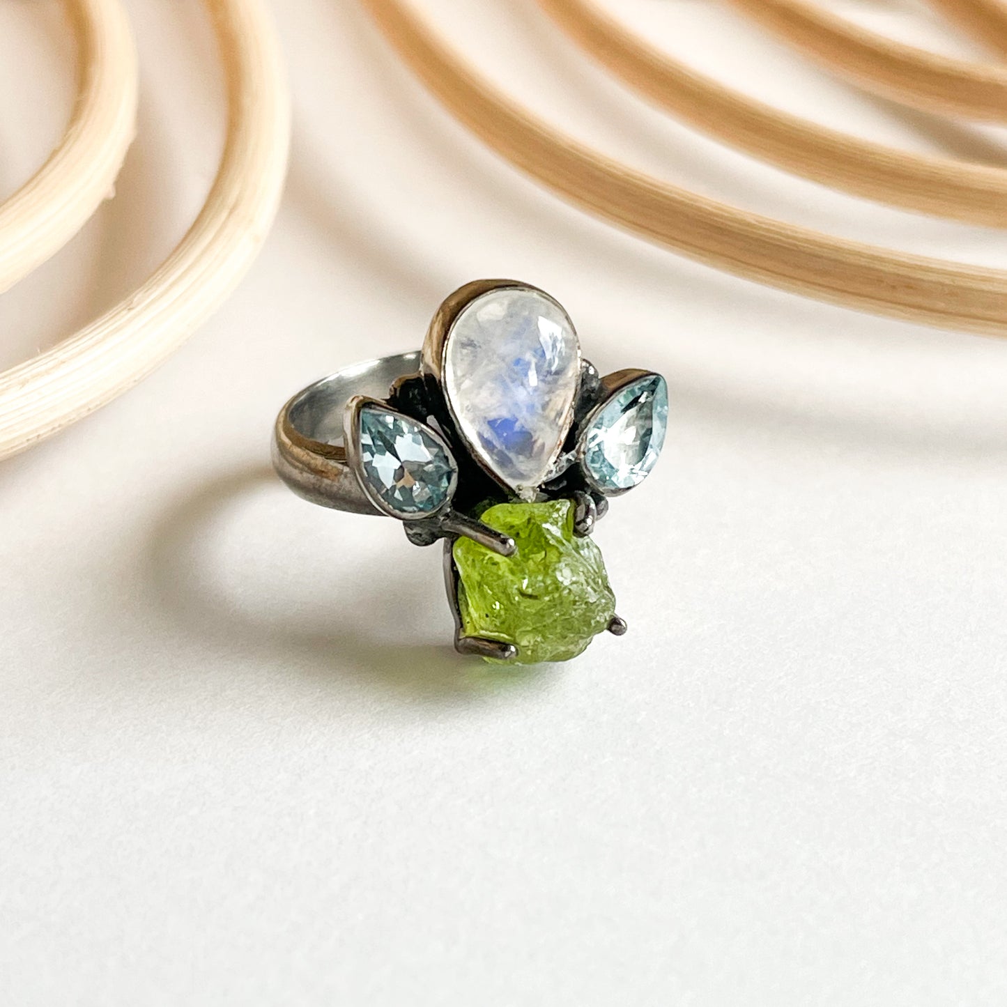 Rainbow Moonstone & Raw Multi Stone Collection - Solid Sterling Silver