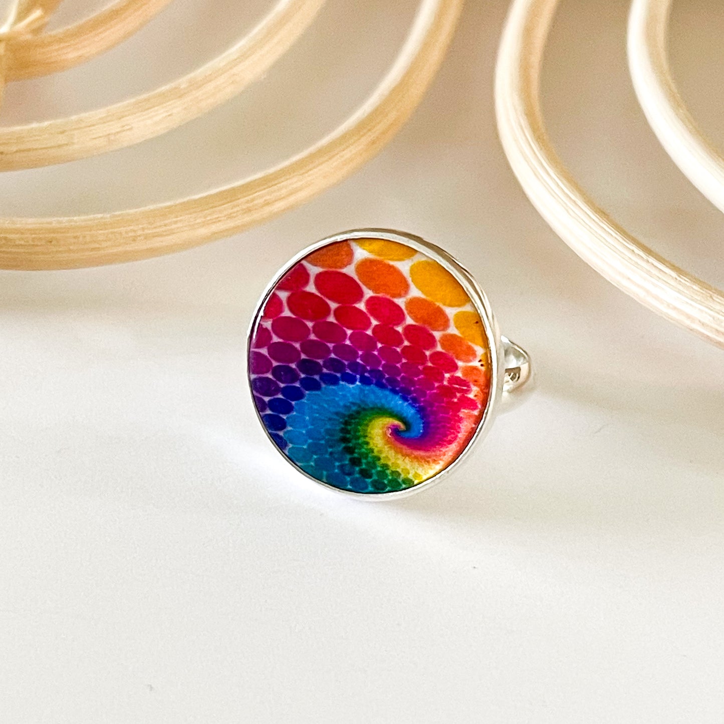 Whimsical Retro MOP Ring & Pendant - Solid Sterling Silver