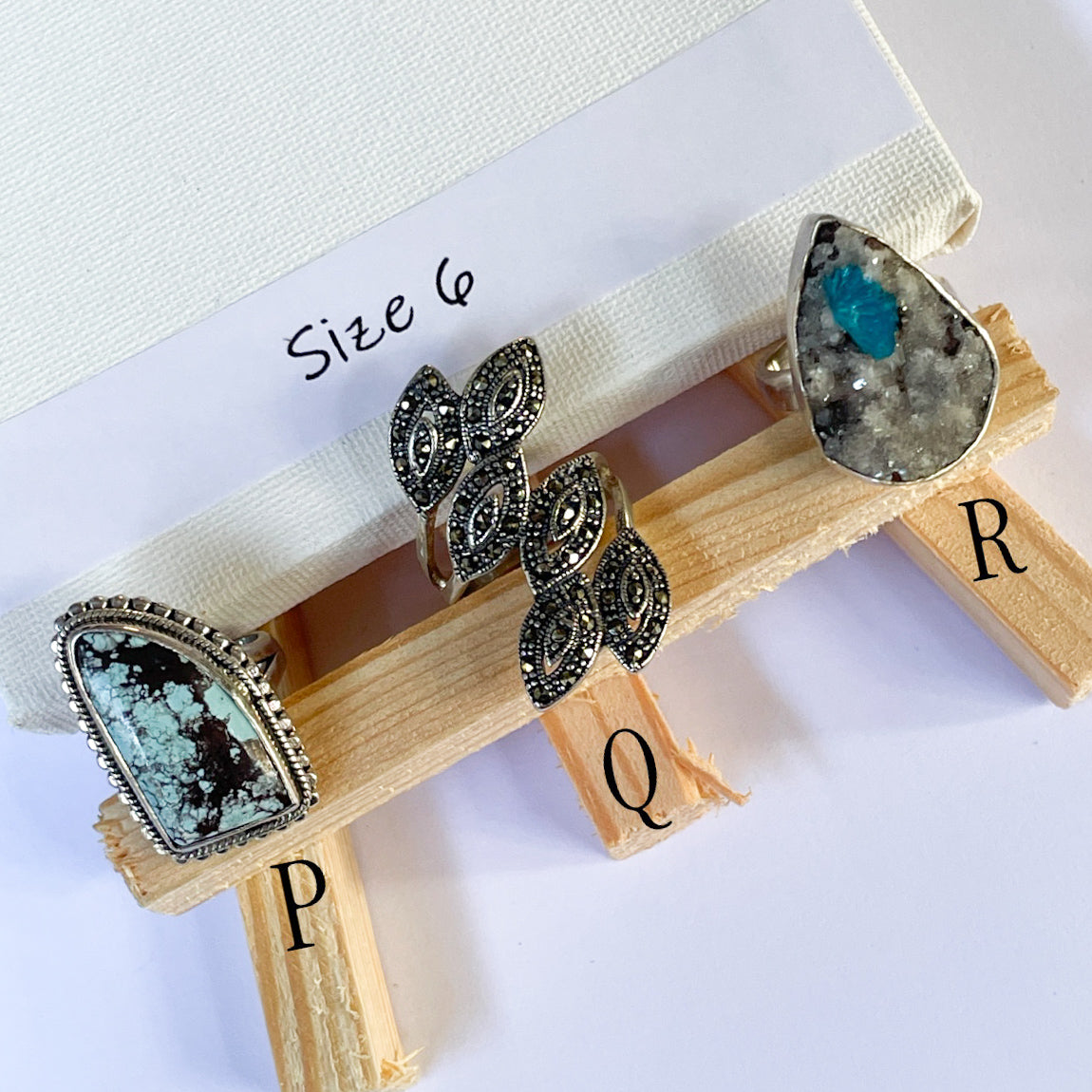 Variety of Stone in Minimalist Size 6 Rings - Solid Sterling Silver