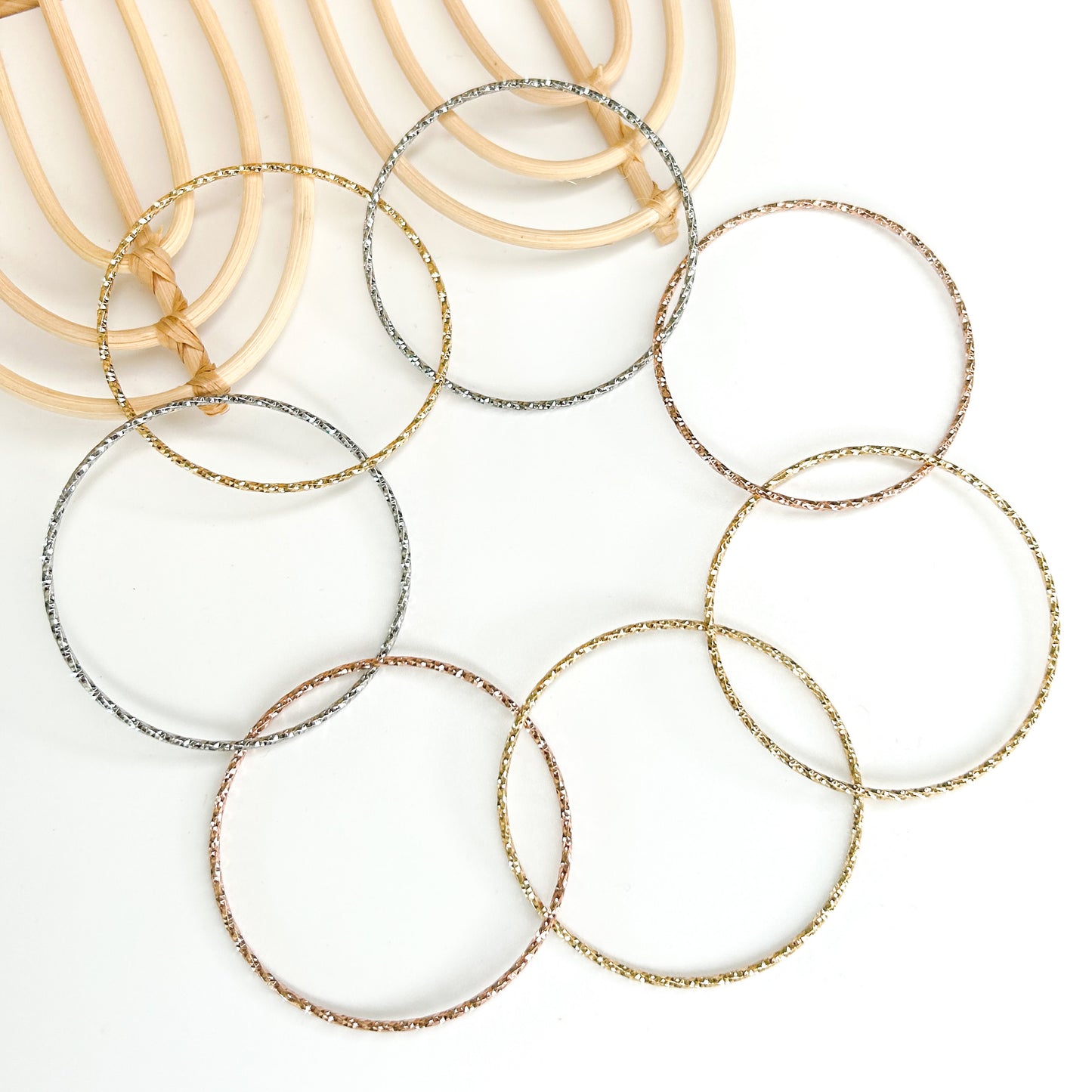 Diamond Cut Semanario Bangle Set - 18K Gold Filled