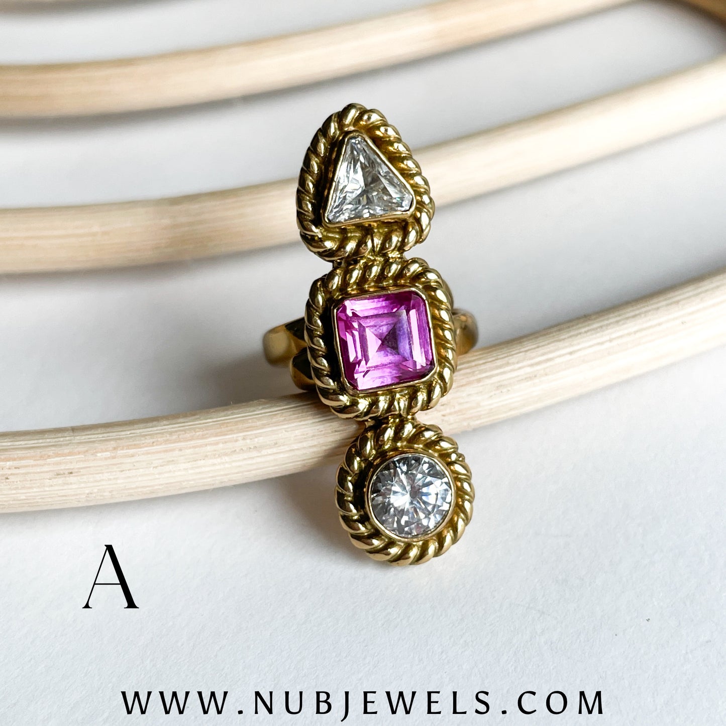 Pink Sapphire & CZ Crawler Ring - Alchemia