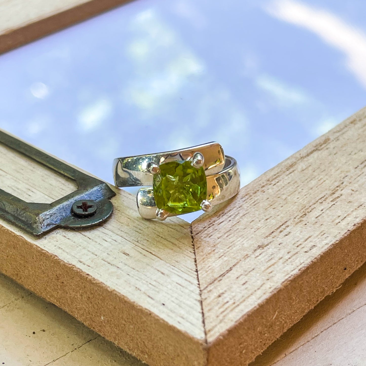 Peridot Prong Ring - Solid Sterling Silver