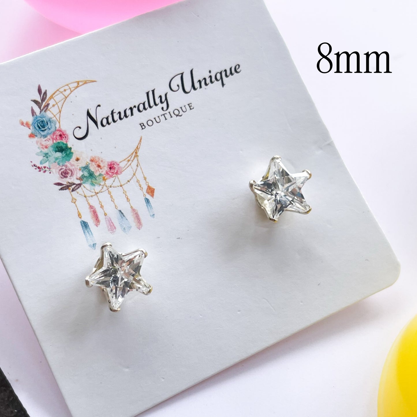 Cz Star Studs - Solid Sterling Silver