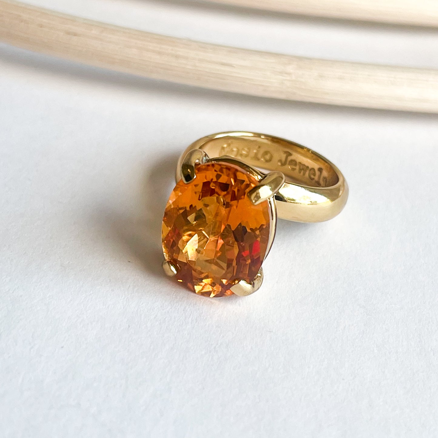 Orange Mystic Quartz Oval Prong Rings - Alchemia