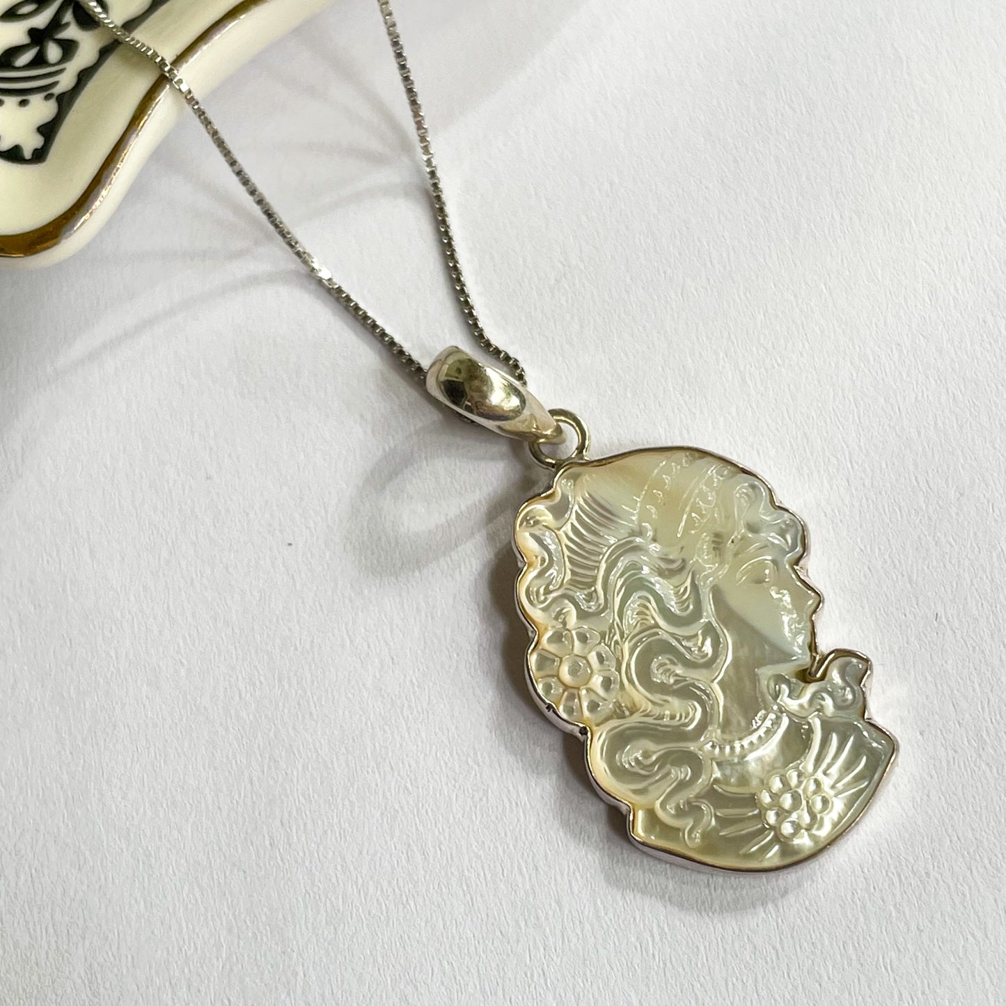 MOP Cameo Pendant - Solid Sterling Silver