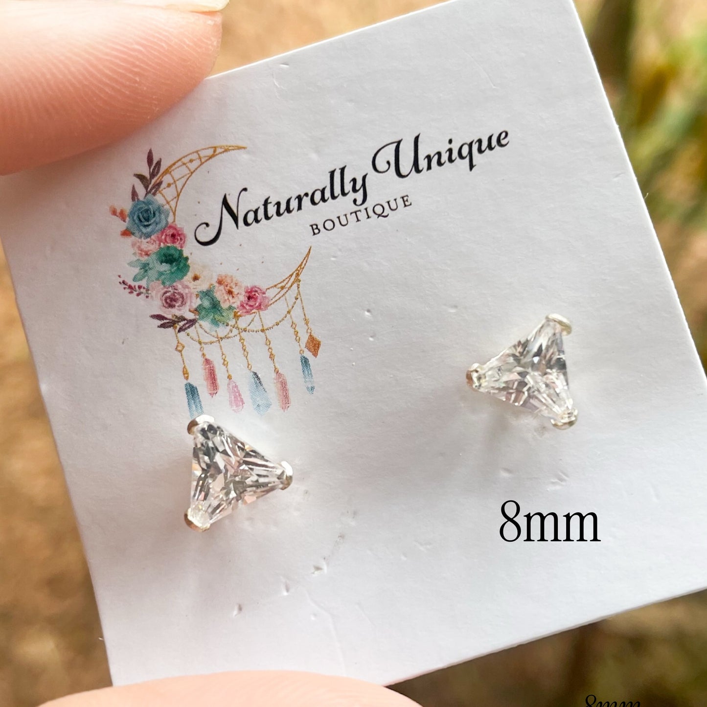 CZ Trillion Stud Earring - Solid Sterling Silver