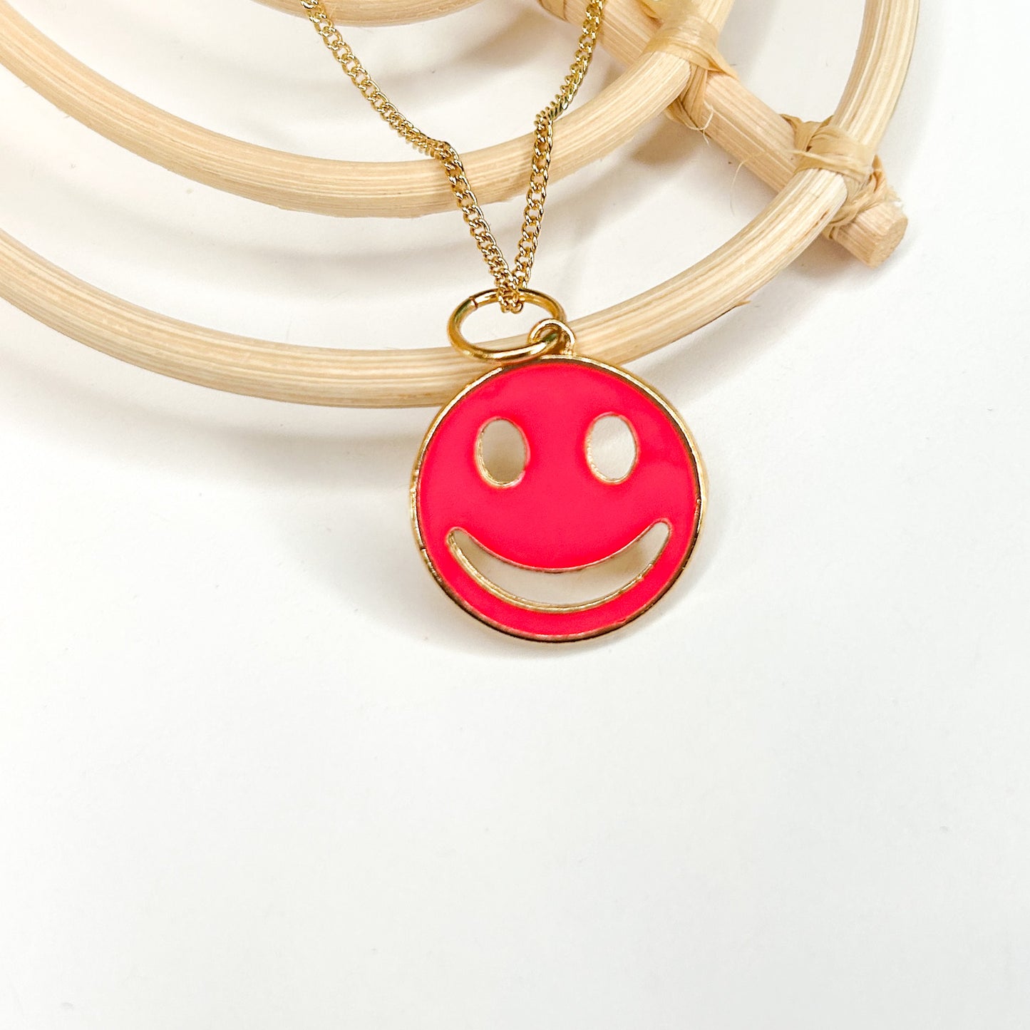 Smiley Face Pendant - 18K Gold Filled