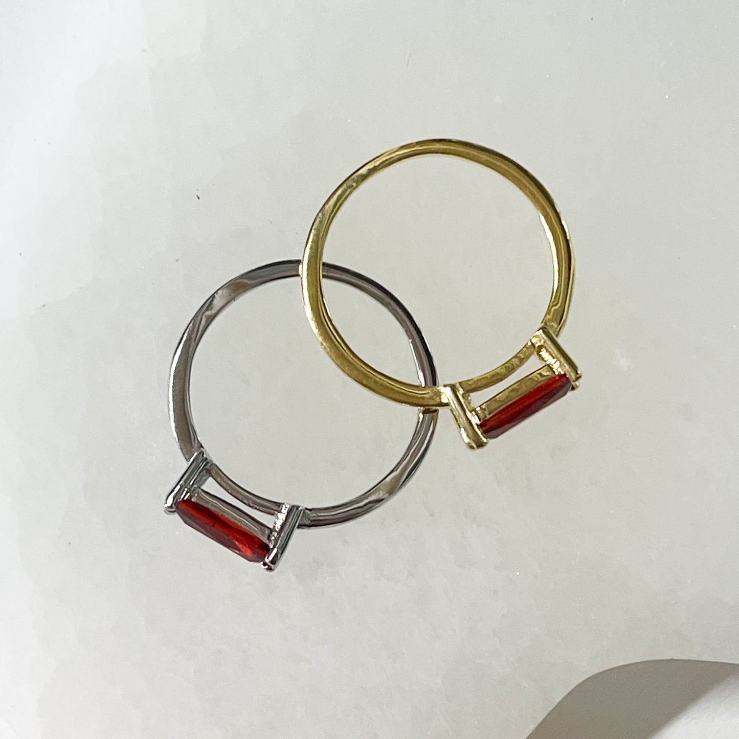 Dainty Red Garnet CZ Sized Ring - SSS or Vermeil