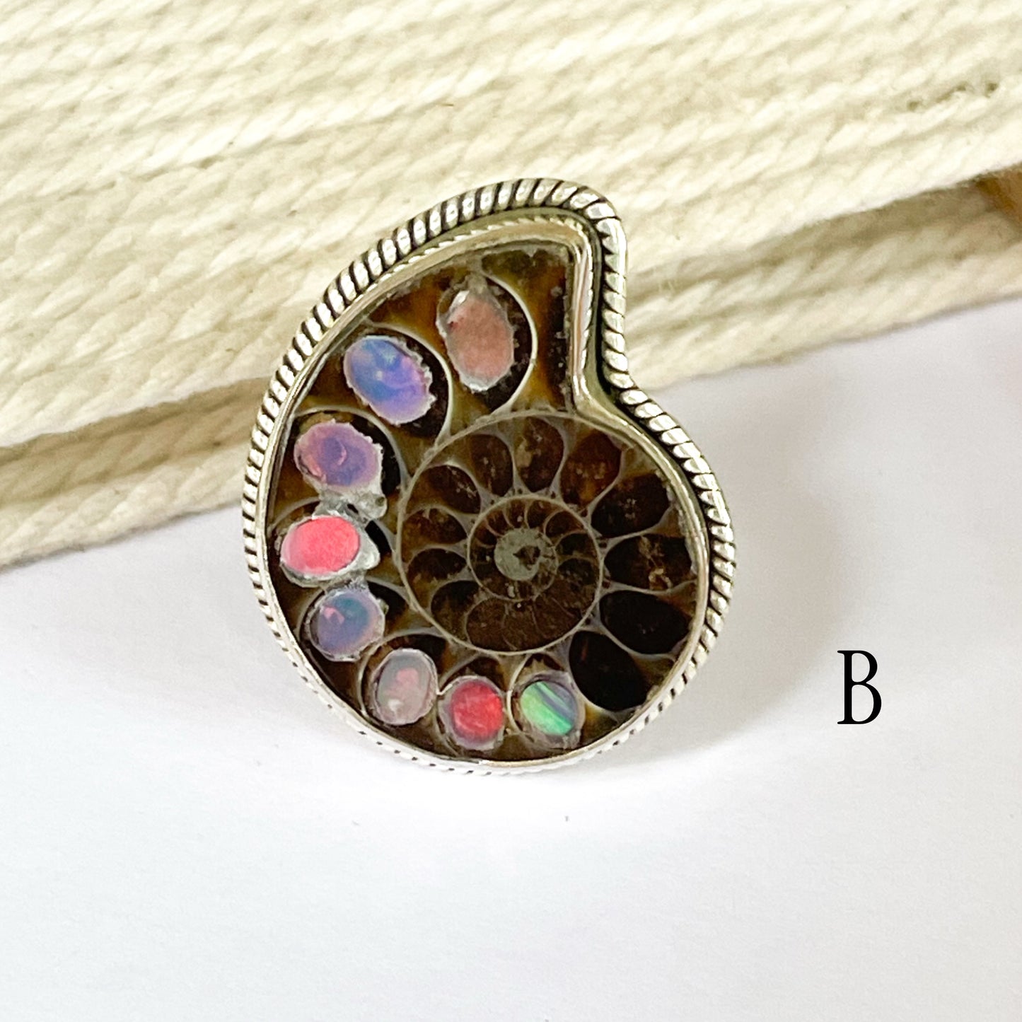 Galaxy Inlay Nautilus Shell Ring & Pendants - Solid Sterling Silver