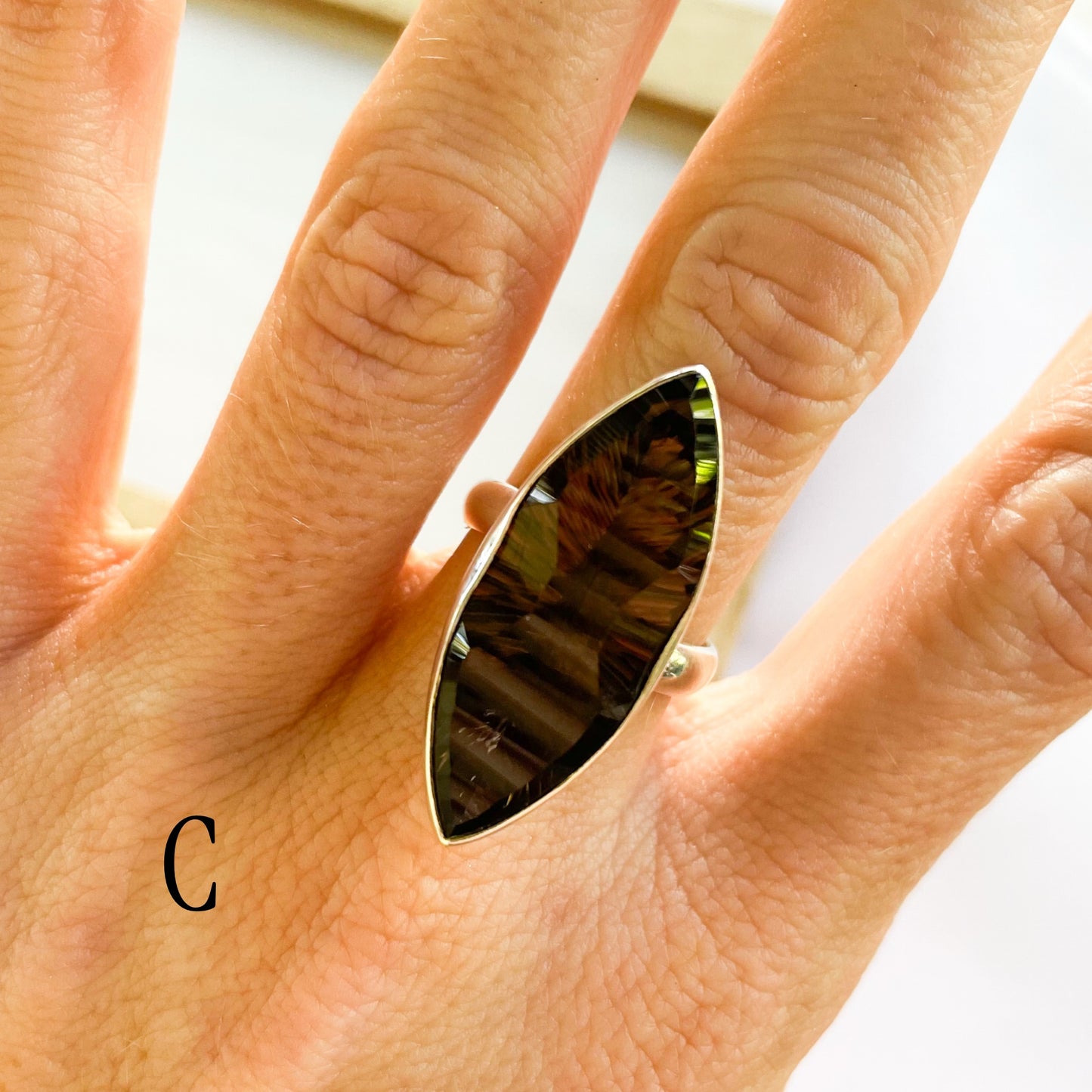 Statement Smokey Ring - Solid Sterling Silver