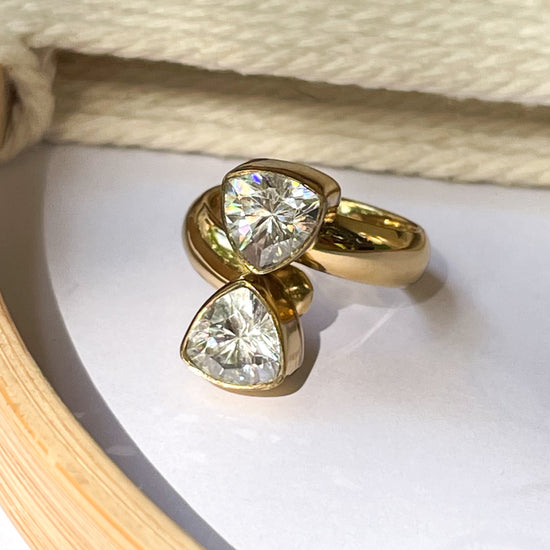 Double Trillion CZ Bypass Ring - Alchemia Gold