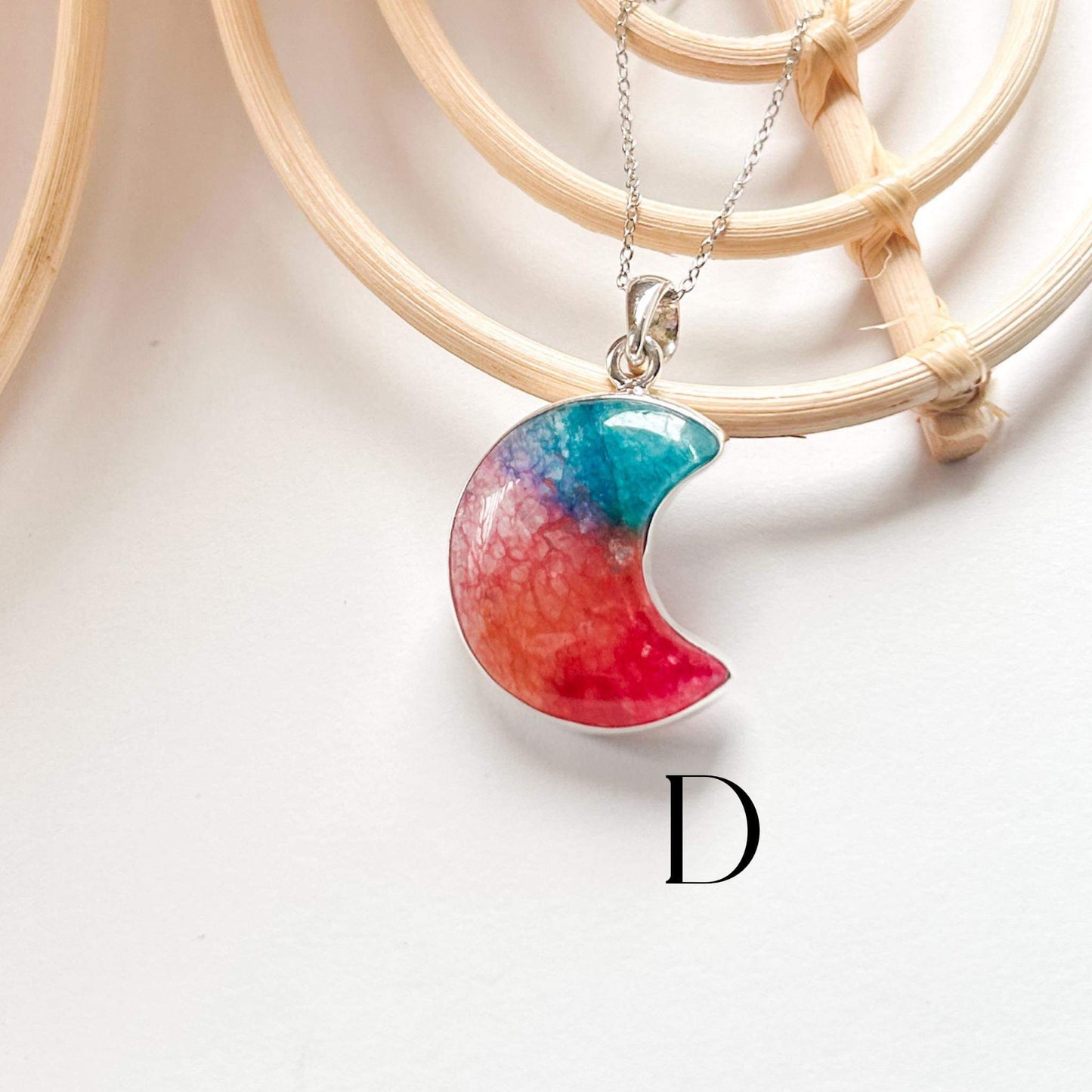 Solar Quartz Crescent Moon Pendant - Alchemia & Silver