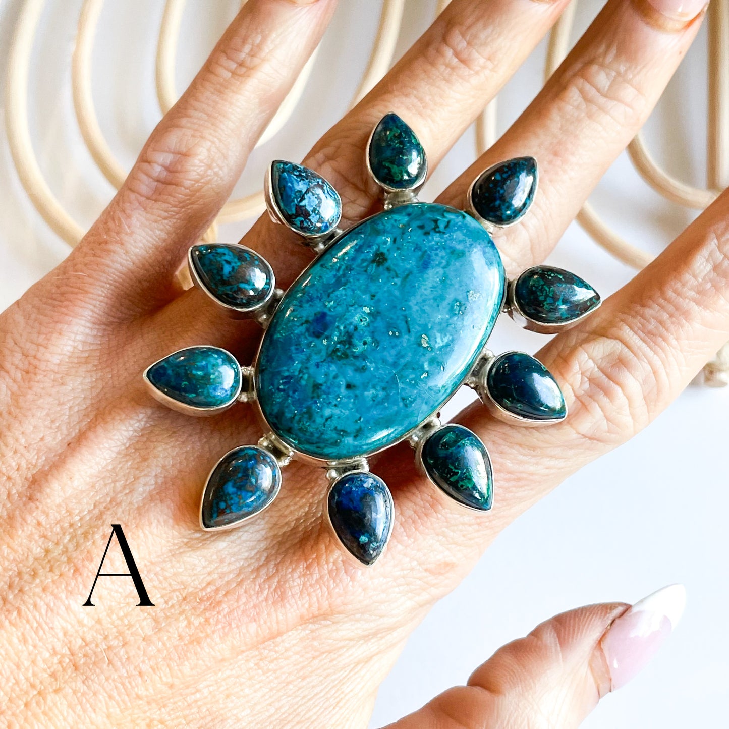 Azurite Statement Ring - Solid Sterling Silver