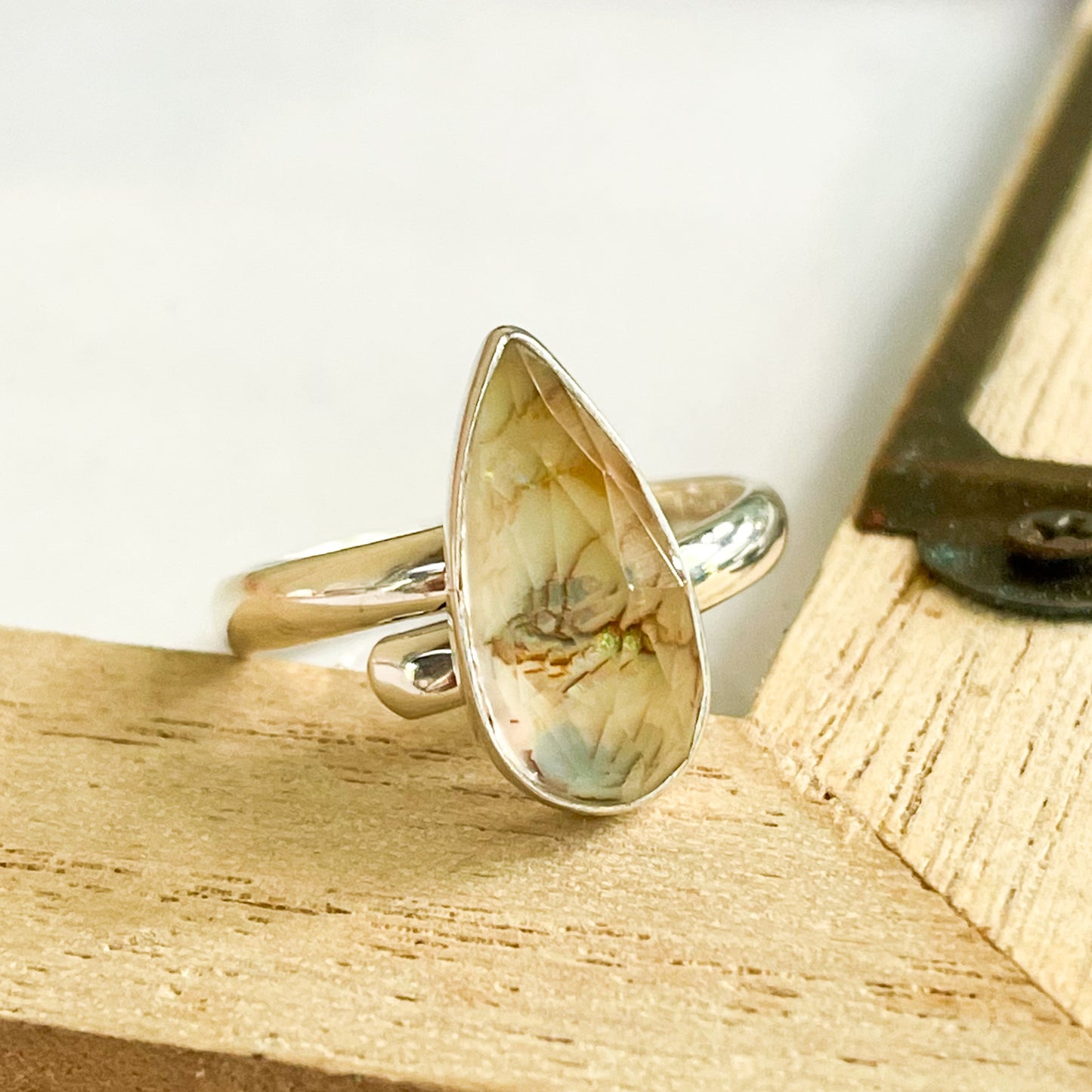 Dainty Sterling Monarch Opal Ring - Solid Sterling Silver