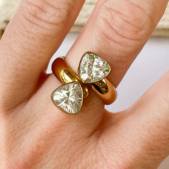 Double Trillion CZ Bypass Ring - Alchemia Gold