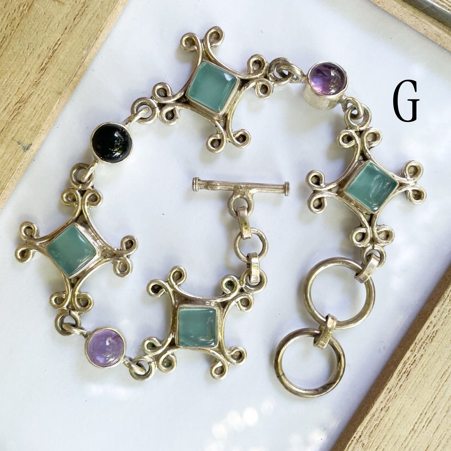 Solid Sterling Silver Stone Bracelet Blowout!