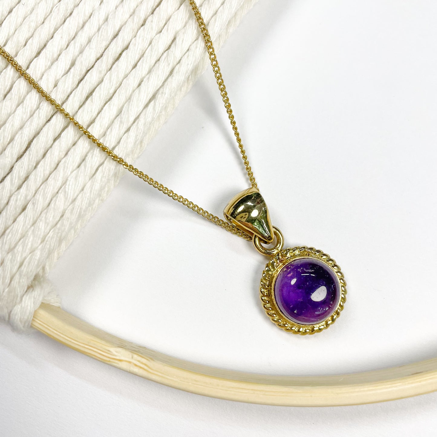 Amethyst Braid Lip Pendant - Alchemia Gold