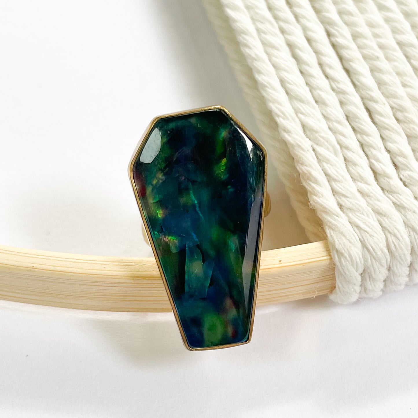 Opal Doublet Coffin Rings - Alchemia