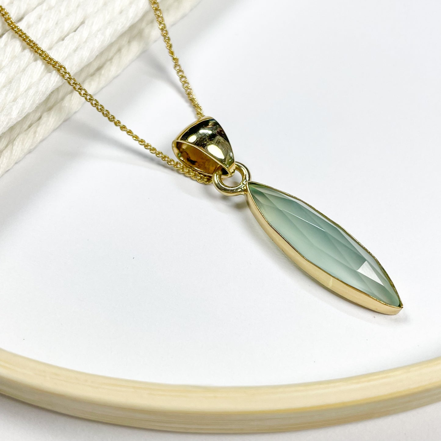 Blue Chalcedony Marquee Pendant - Alchemia Gold
