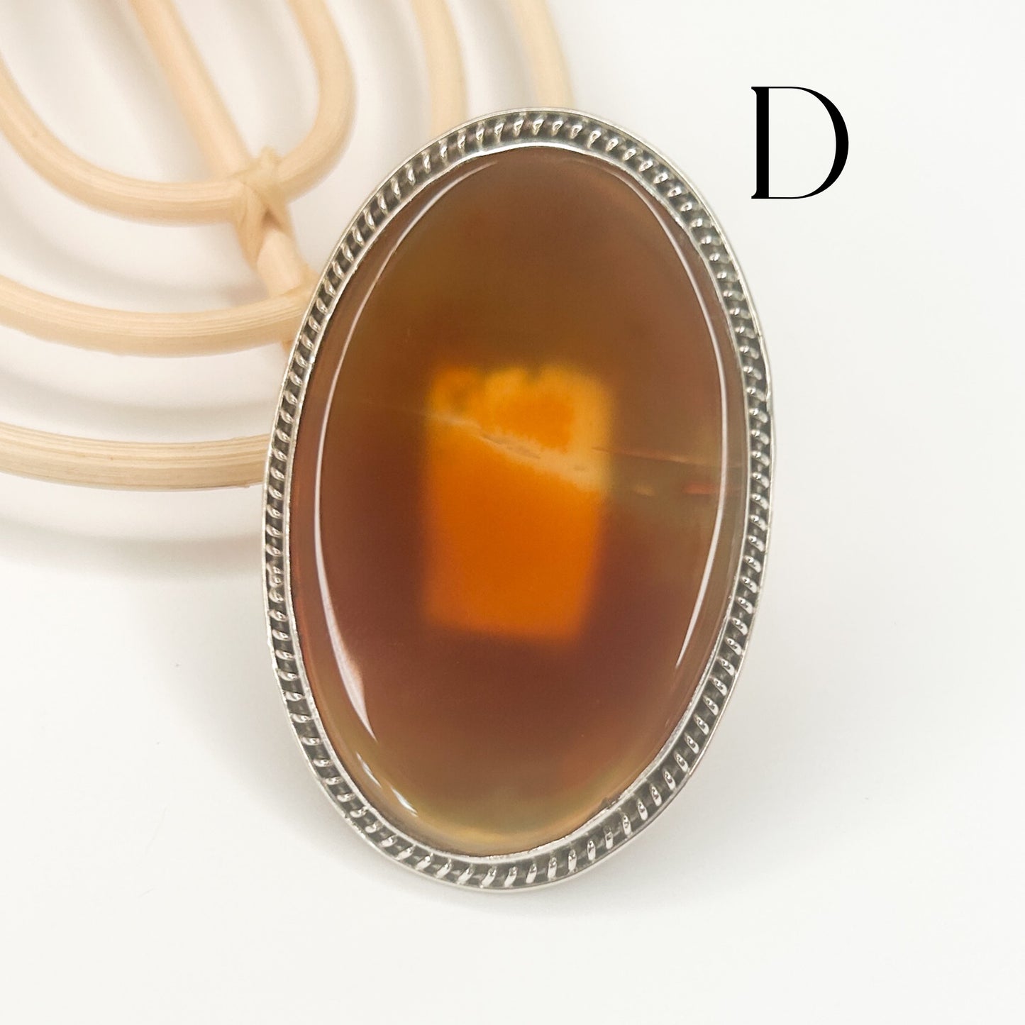 Agate Flex Cuff Statement Ring- -Solid Sterling Silver
