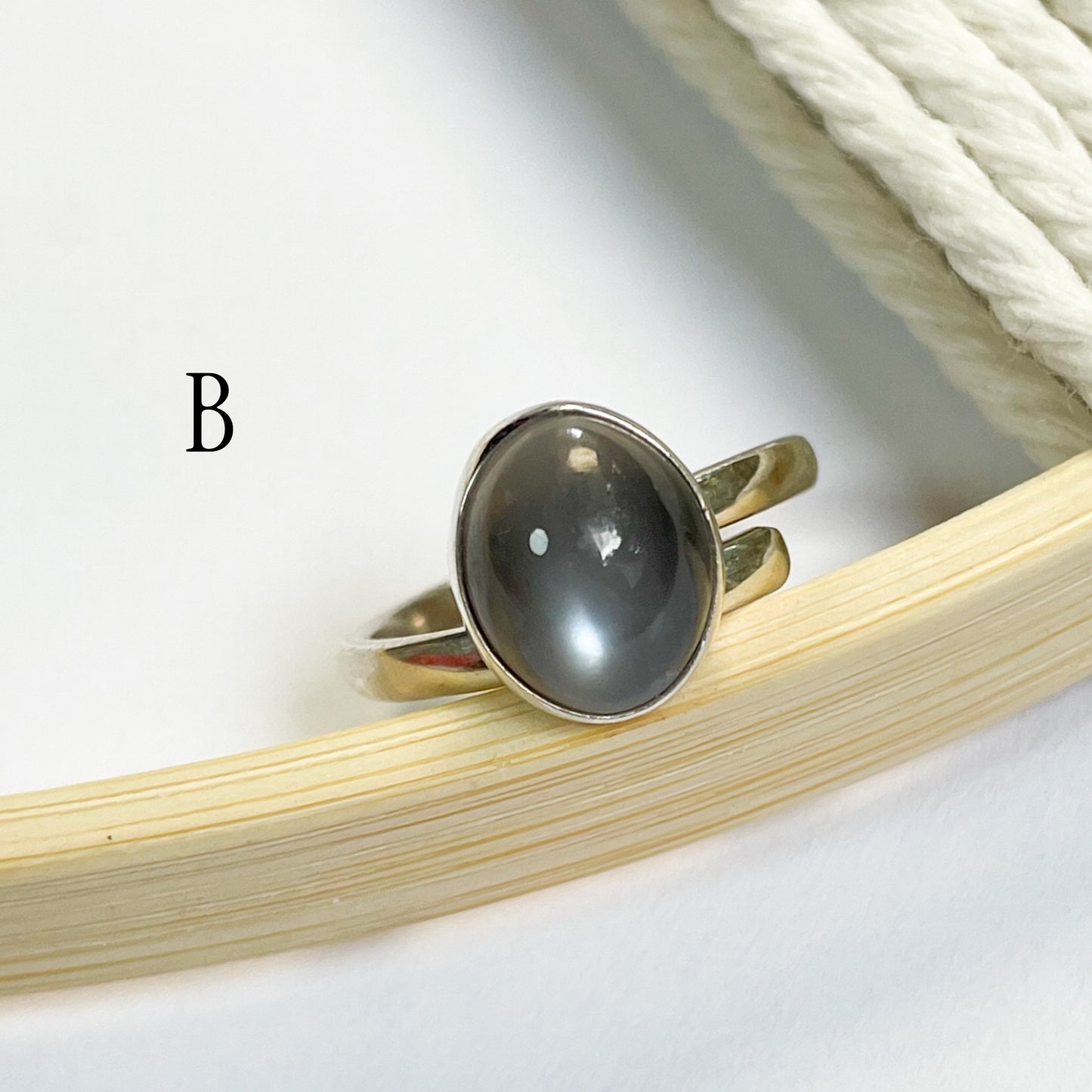 Gray Moonstone Ring - Solid Sterling Silver
