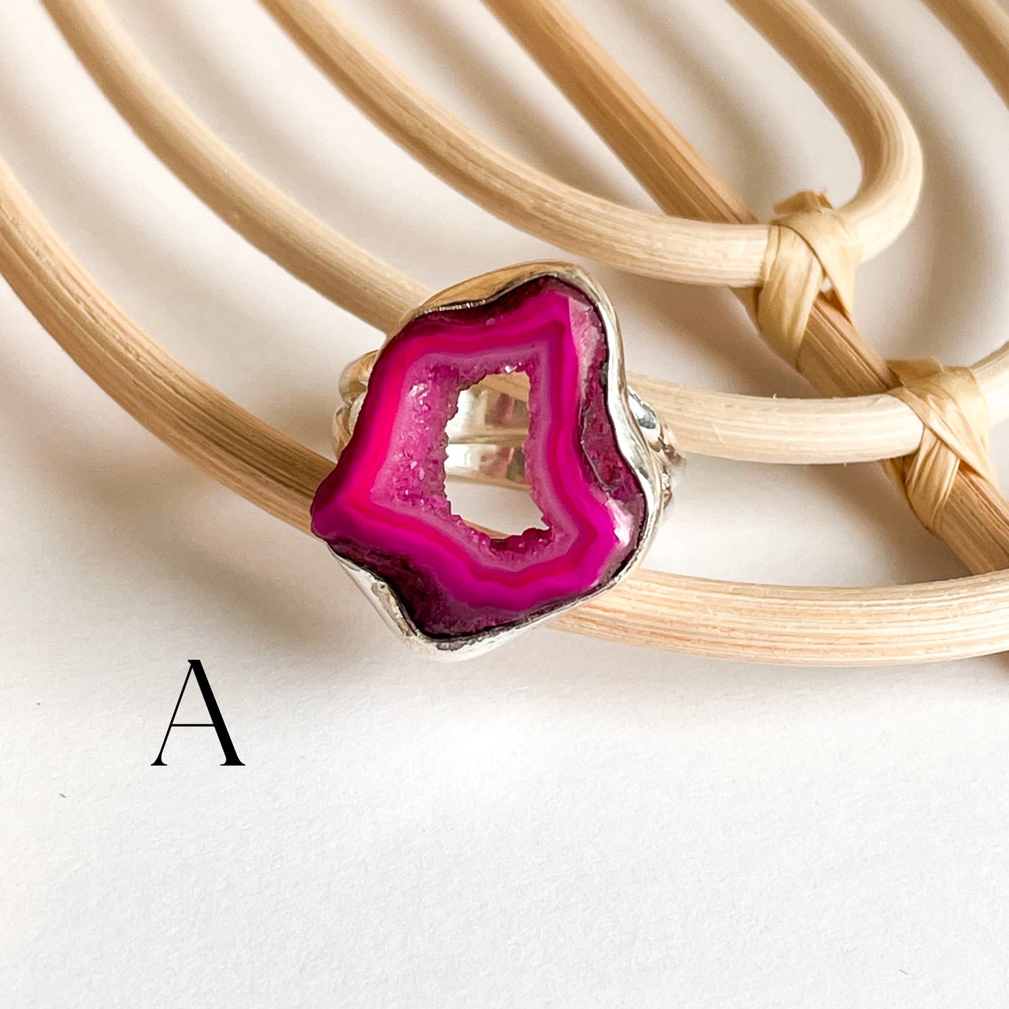 Agate Slice Ring - Solid Sterling Silver