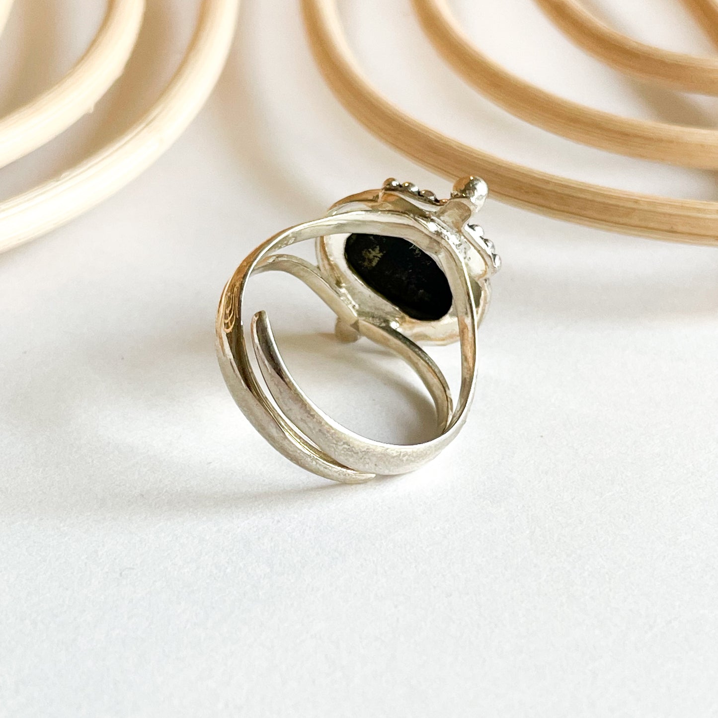Glitter Stone Ring - Solid Sterling Silver