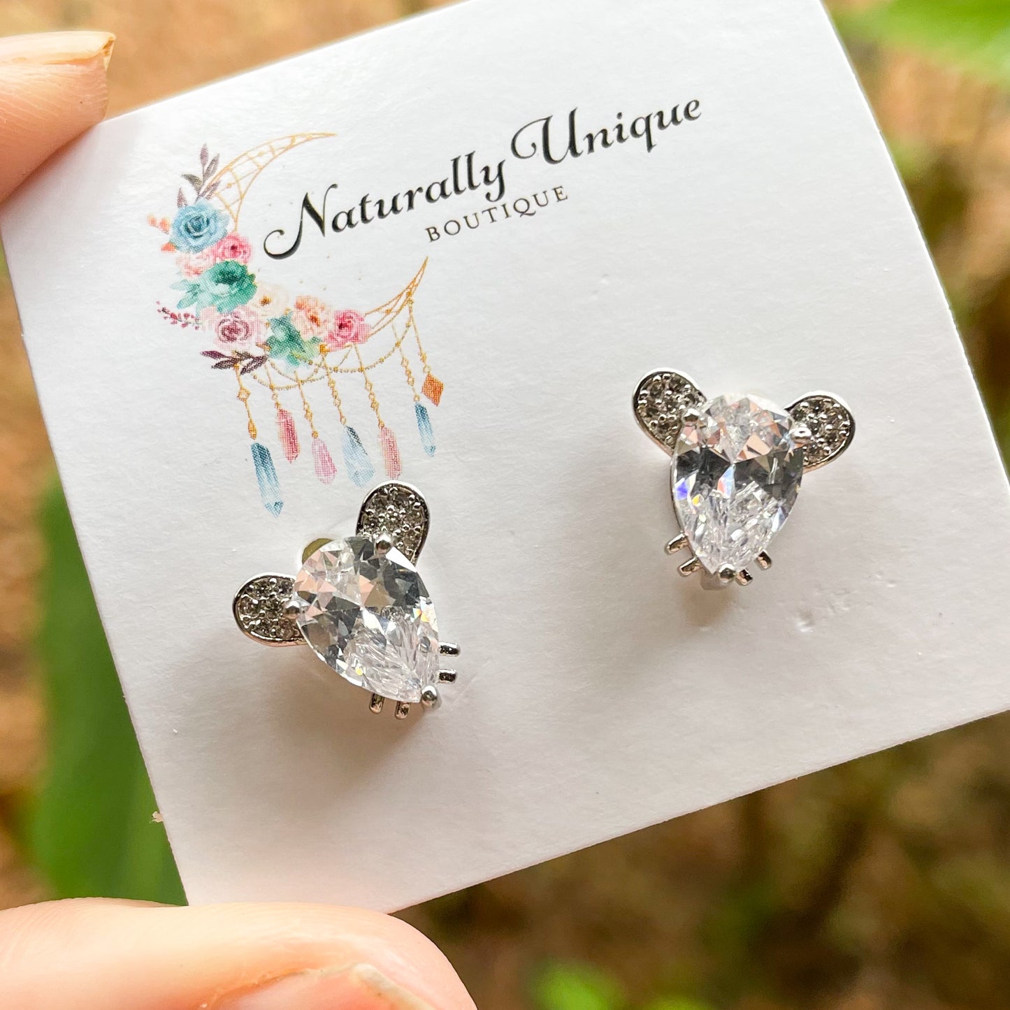 Mouse Ears Studs-Solid Sterling Silver