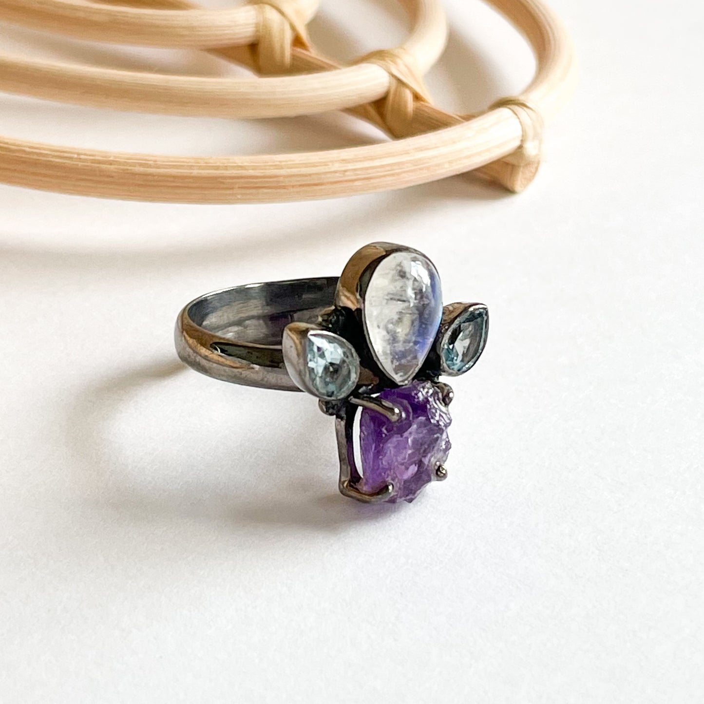 Rainbow Moonstone & Raw Multi Stone Collection - Solid Sterling Silver