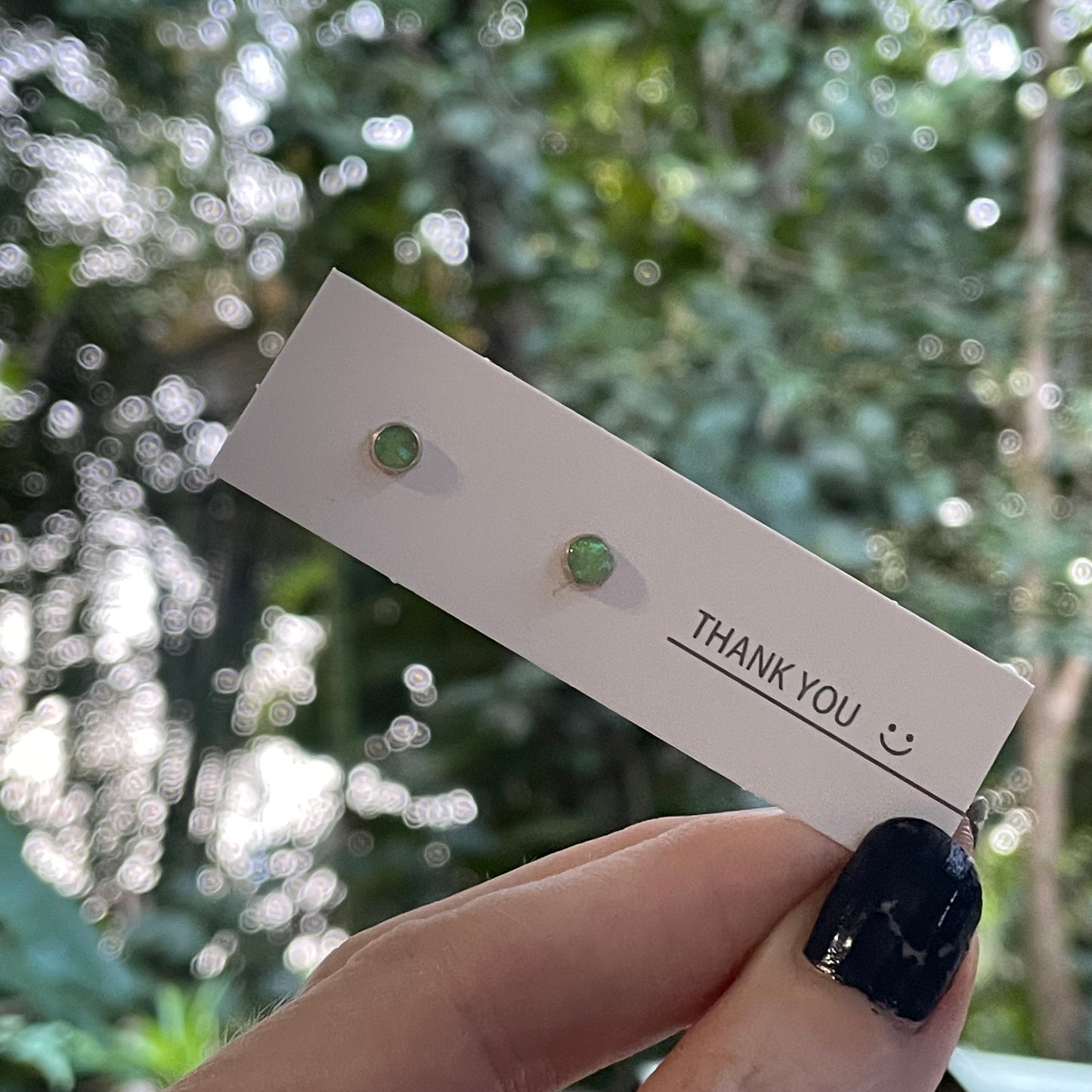 Dainty Green Jasper Studs - Solid Sterling Silver