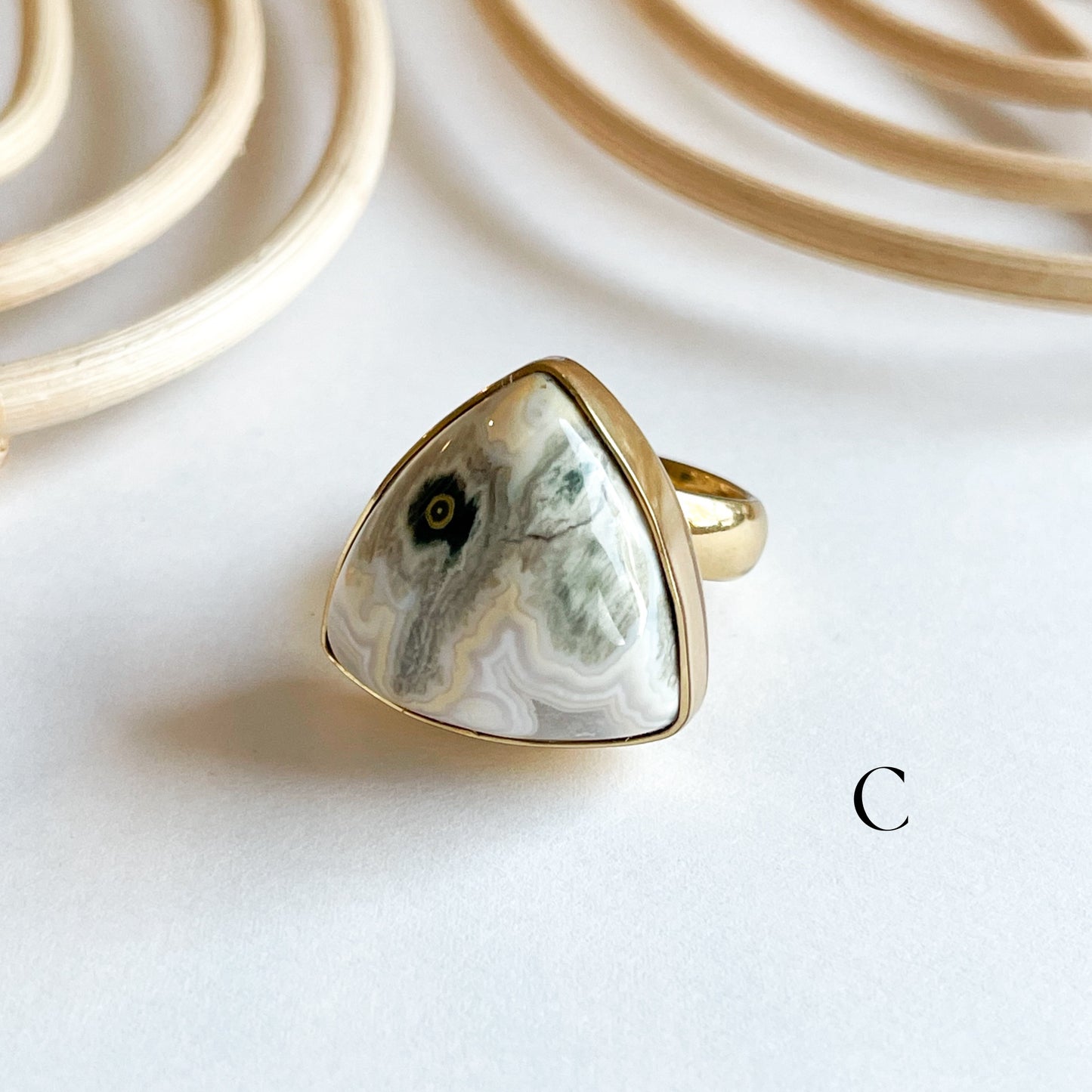 Ocean Jasper Adjustable Ring - Alchemia Gold