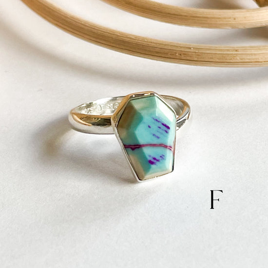 Tie Dye Purple & Blue Jasper Ring - Solid Sterling Silver