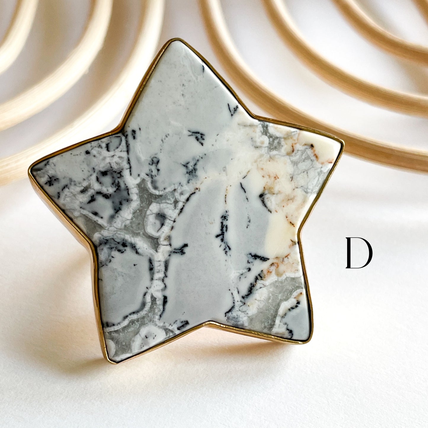 White Maligano Jasper Star Ring - Alchemia
