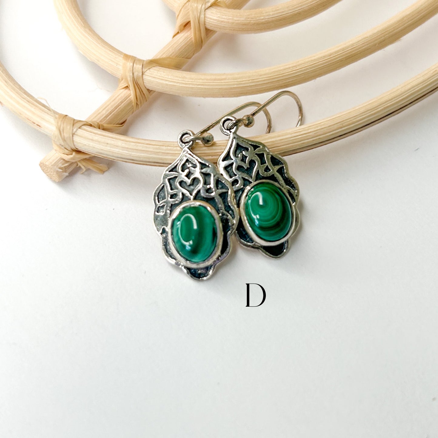 Malachite Dangles- Solid Sterling Silver