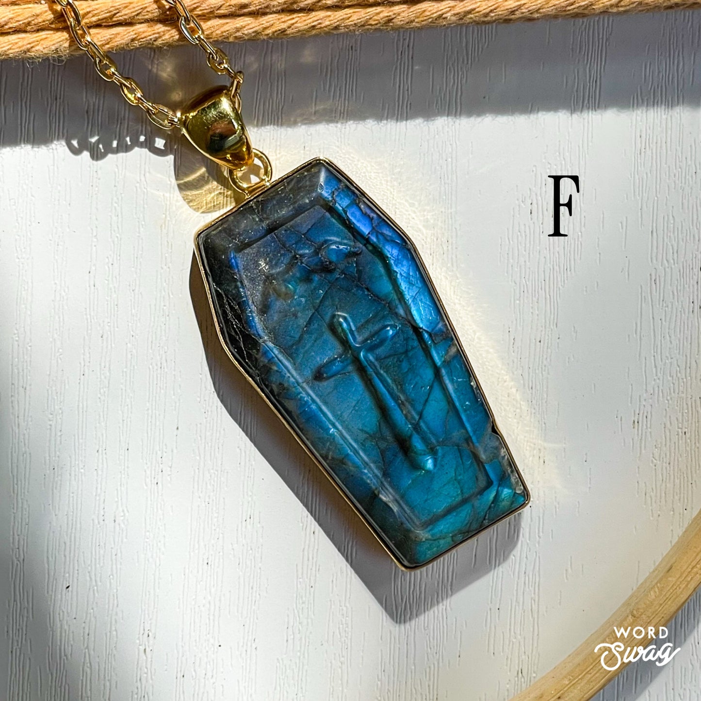 Labradorite Statement Coffin Pendant  - Alchemia Gold