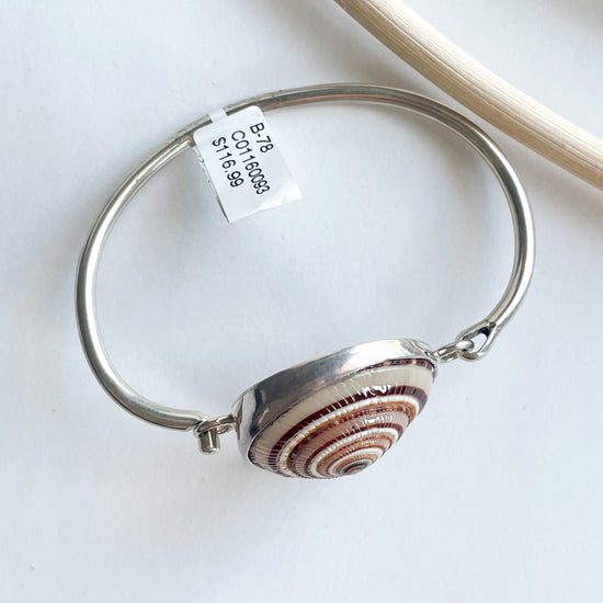 Shell Bangle - Solid Sterling Silver
