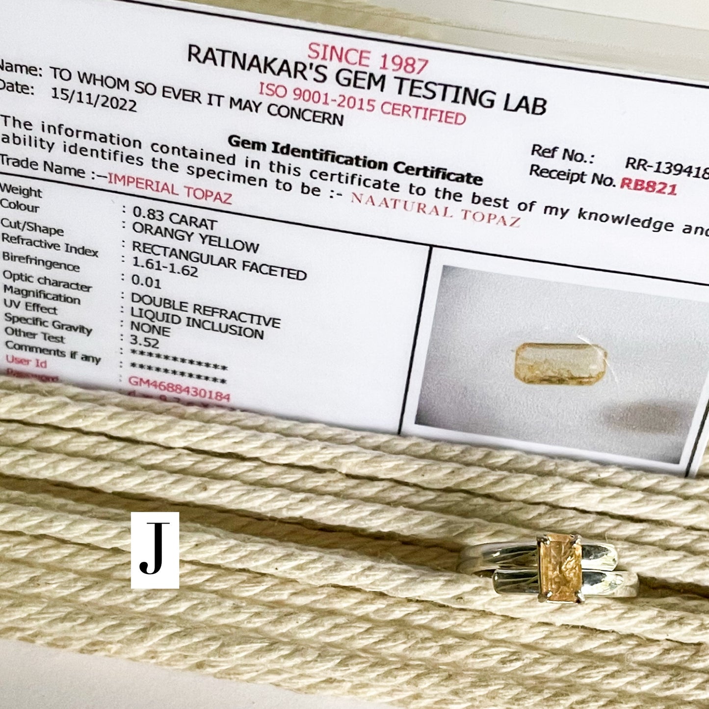 Certified Natural Imperial Topaz Prong Ring - Solid Sterling Silver