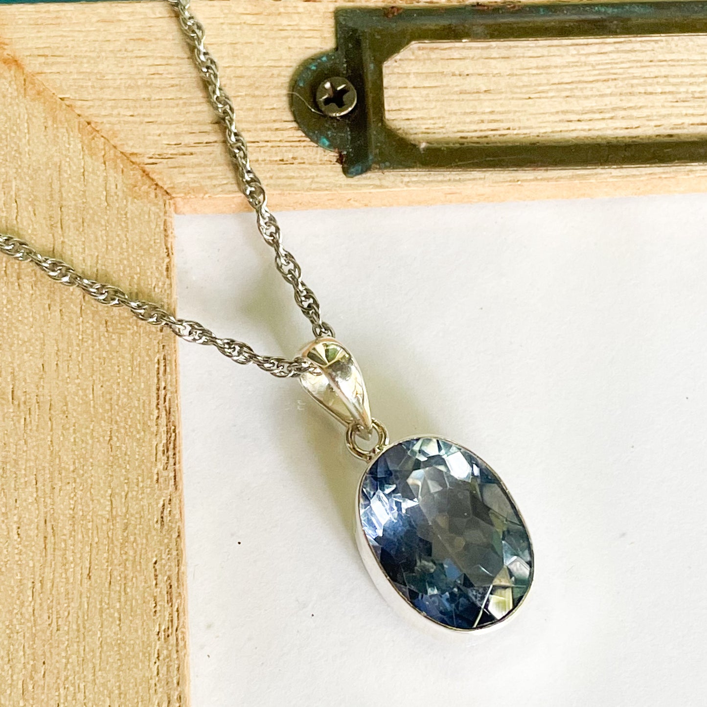 Blue Quartz Gemstone Ring & Pendant - Solid Sterling Silver