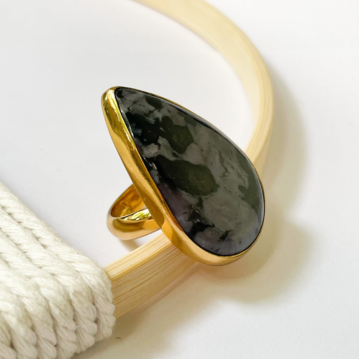 Indigo Gabbro Jasper Ring - Alchemia Gold