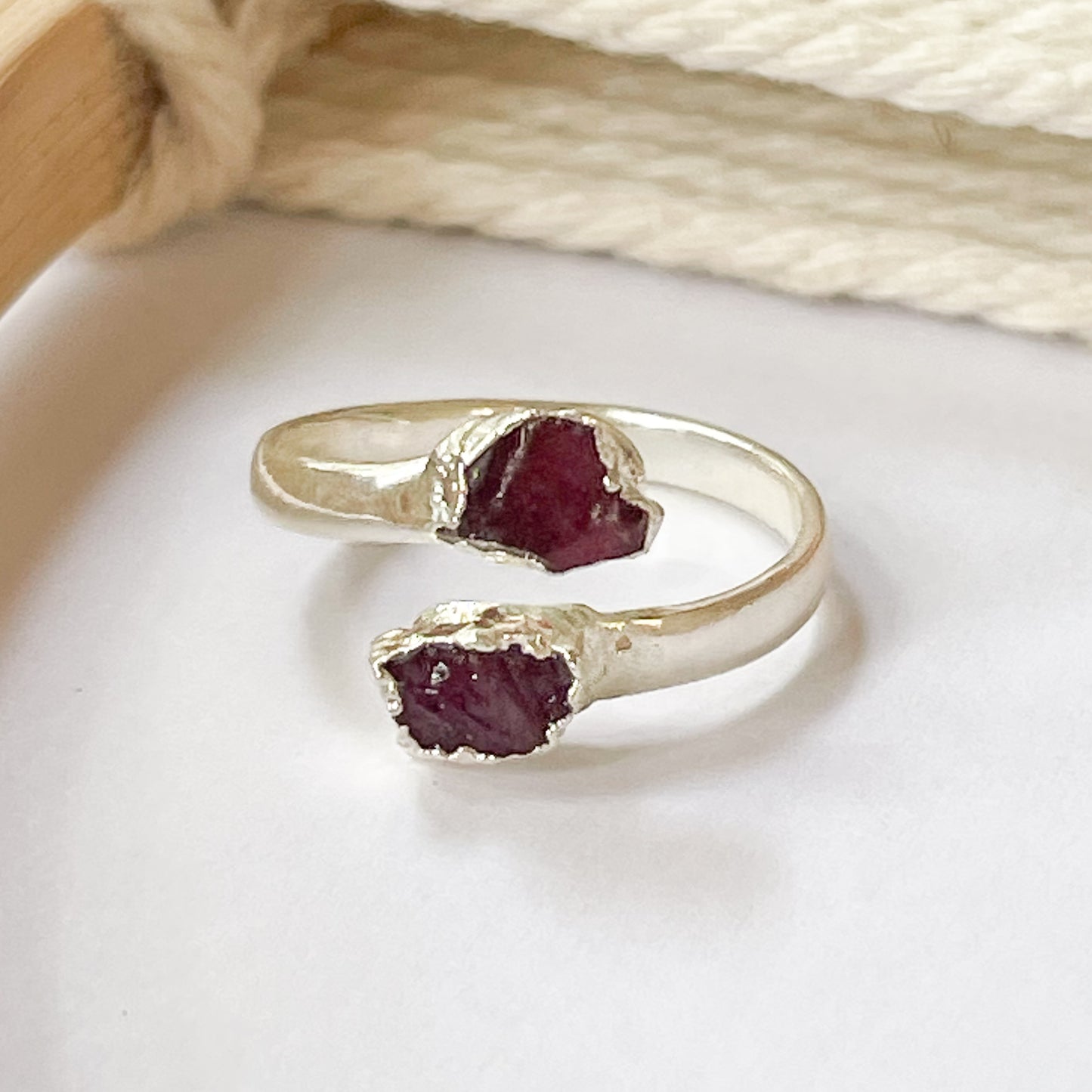Raw Tourmaline Adjustable Ring - Solid Sterling Silver