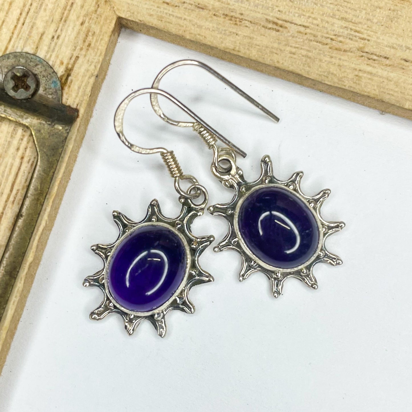Amethyst Sun Dangles - Solid Sterling Silver