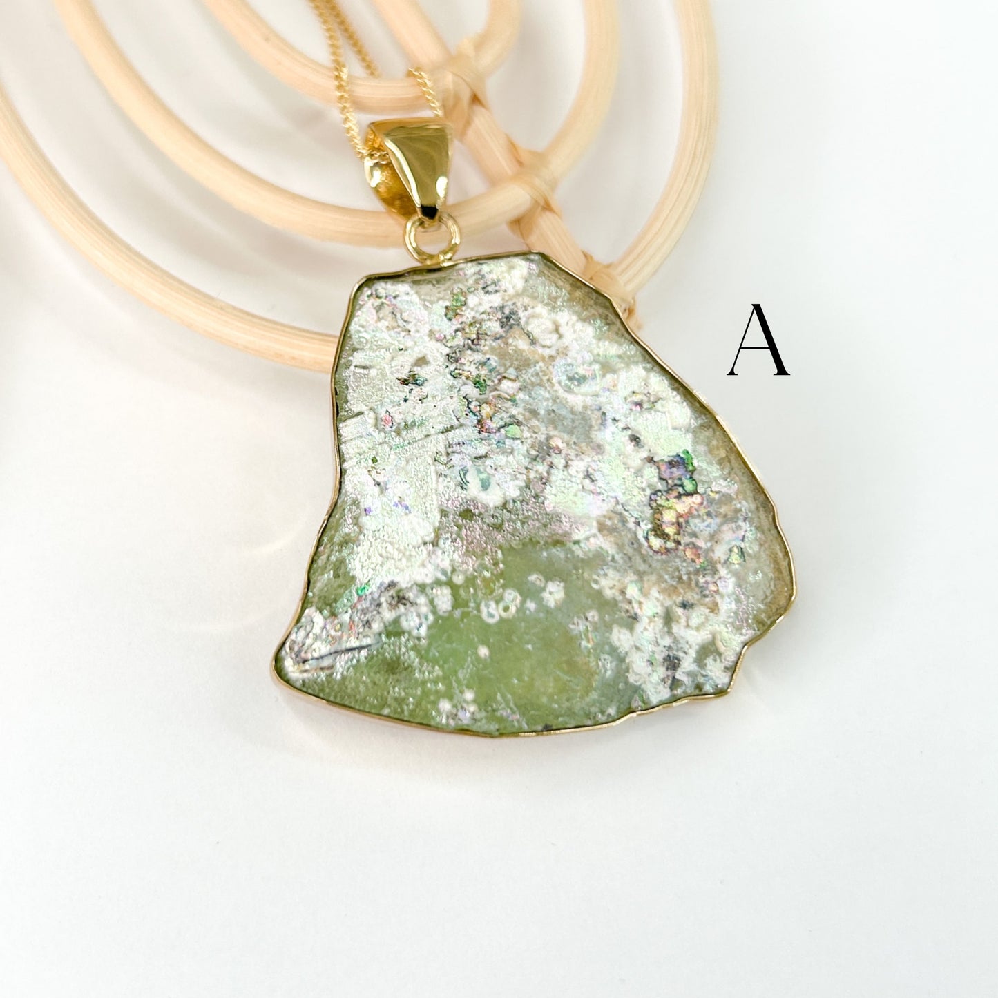 Roman Glass Pendant - Both Metals