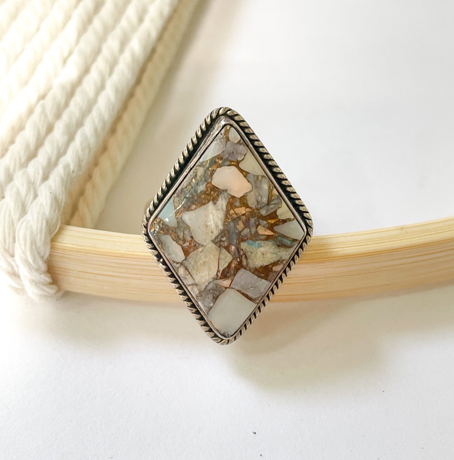 Opal Matrix Ring - Solid Sterling Silver