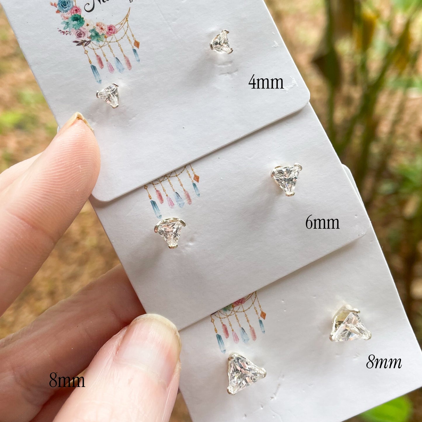 CZ Trillion Stud Earring - Solid Sterling Silver