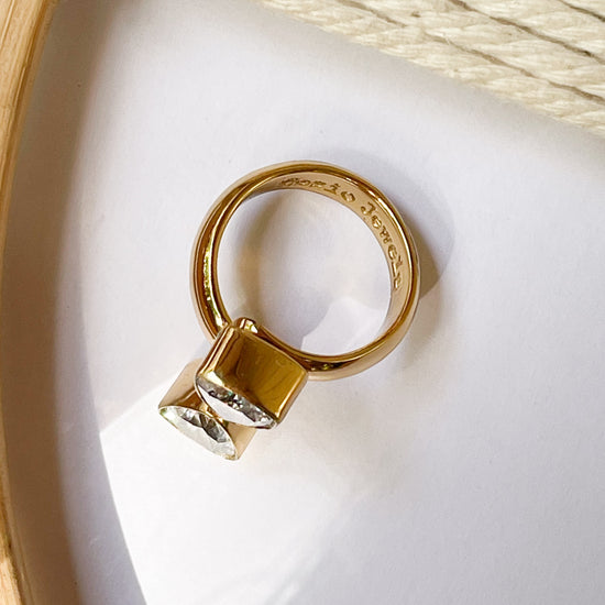 Double Trillion CZ Bypass Ring - Alchemia Gold