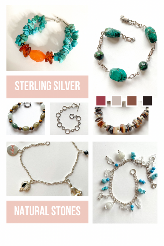 Load image into Gallery viewer, Natural Stone Bracelets - Solid Sterling Silver
